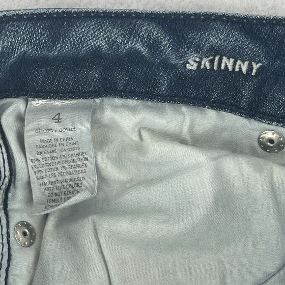 American Eagle Womens Size 4 Short Skinny Cropped Jeans Cuff Medium Dark Wash - Picture 9 of 10